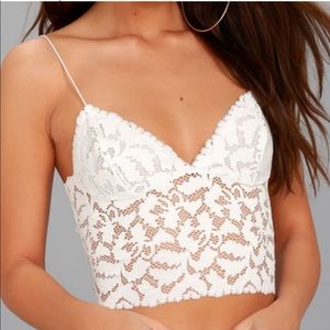 Free People Brami Bralette Sheer Lace Cream Ivory White Camisole Bra Cami